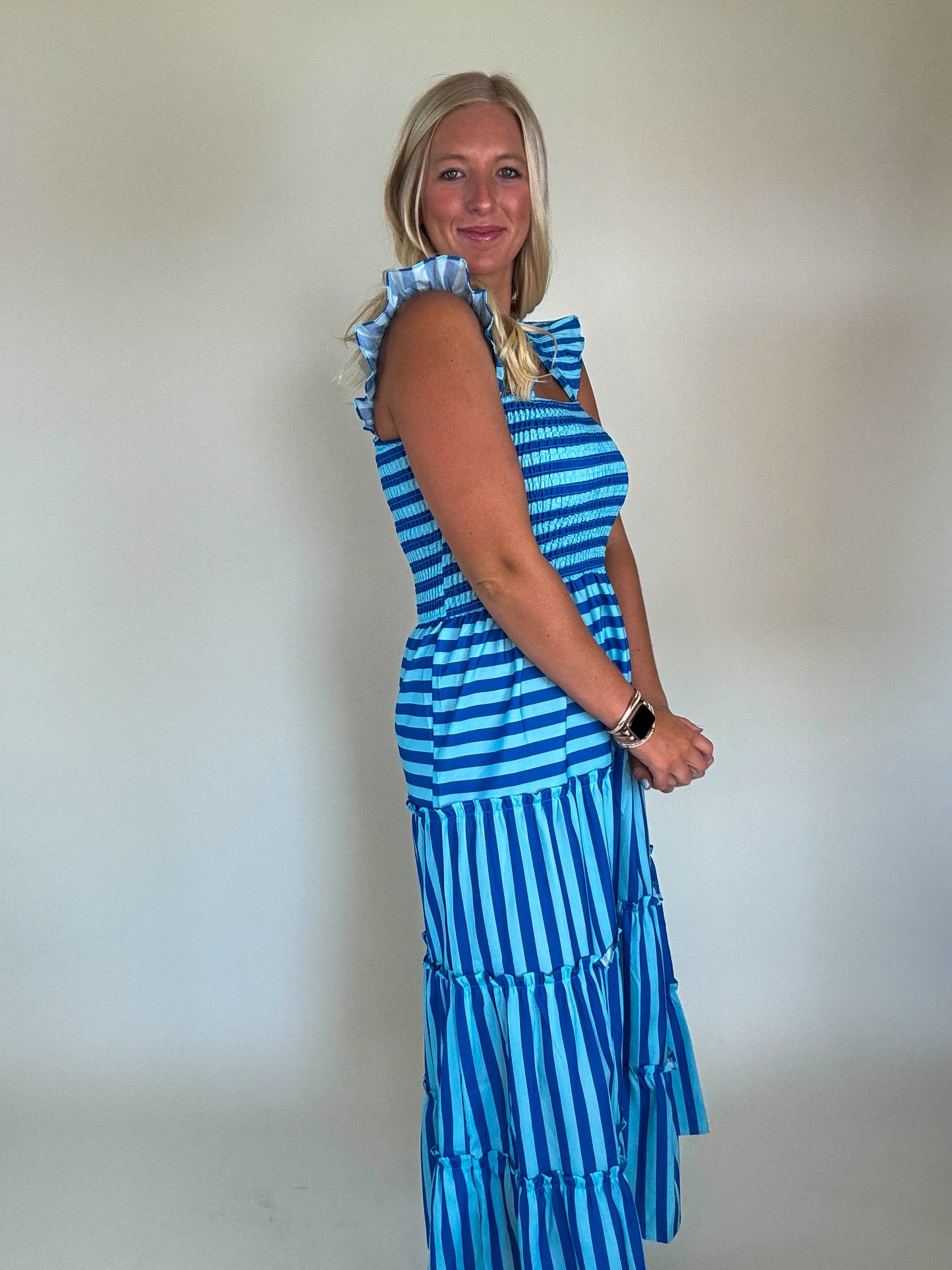 Vacay Skies Stripe Maxi Dress