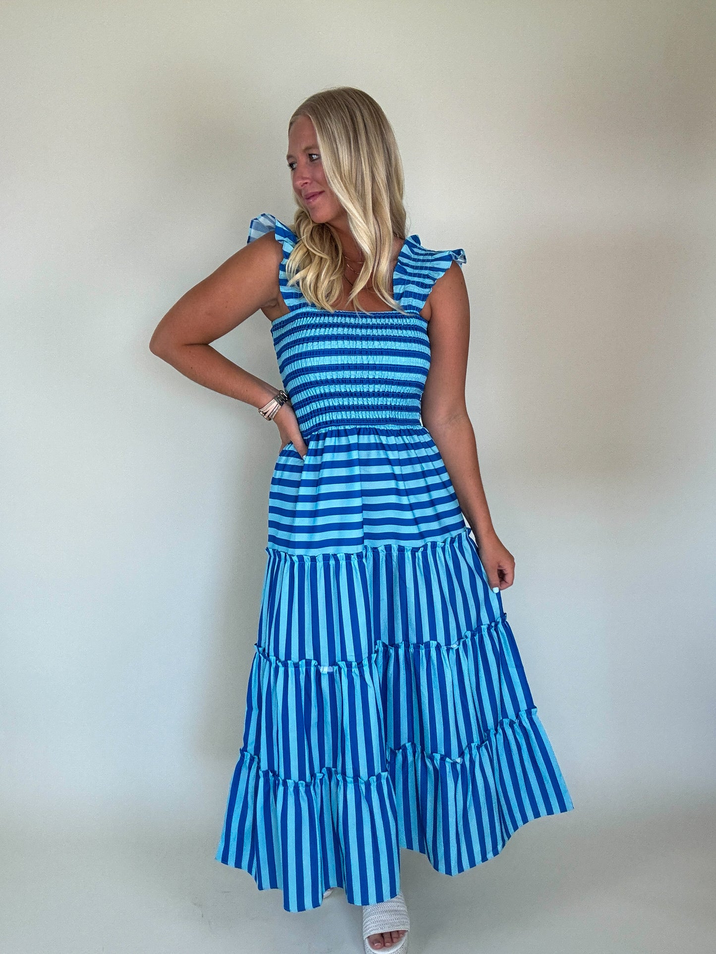 Vacay Skies Stripe Maxi Dress