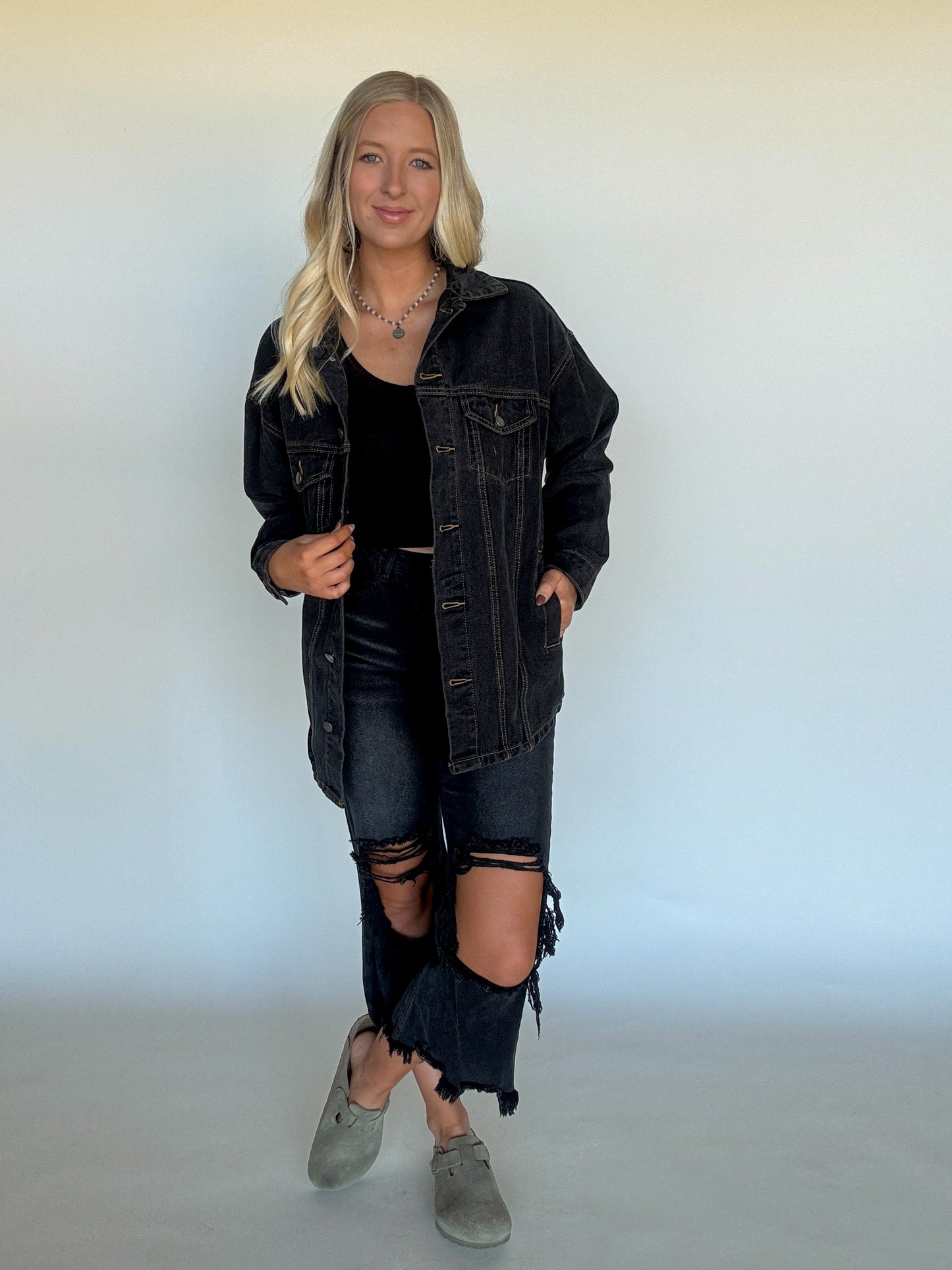 Reno Black Denim Jacket