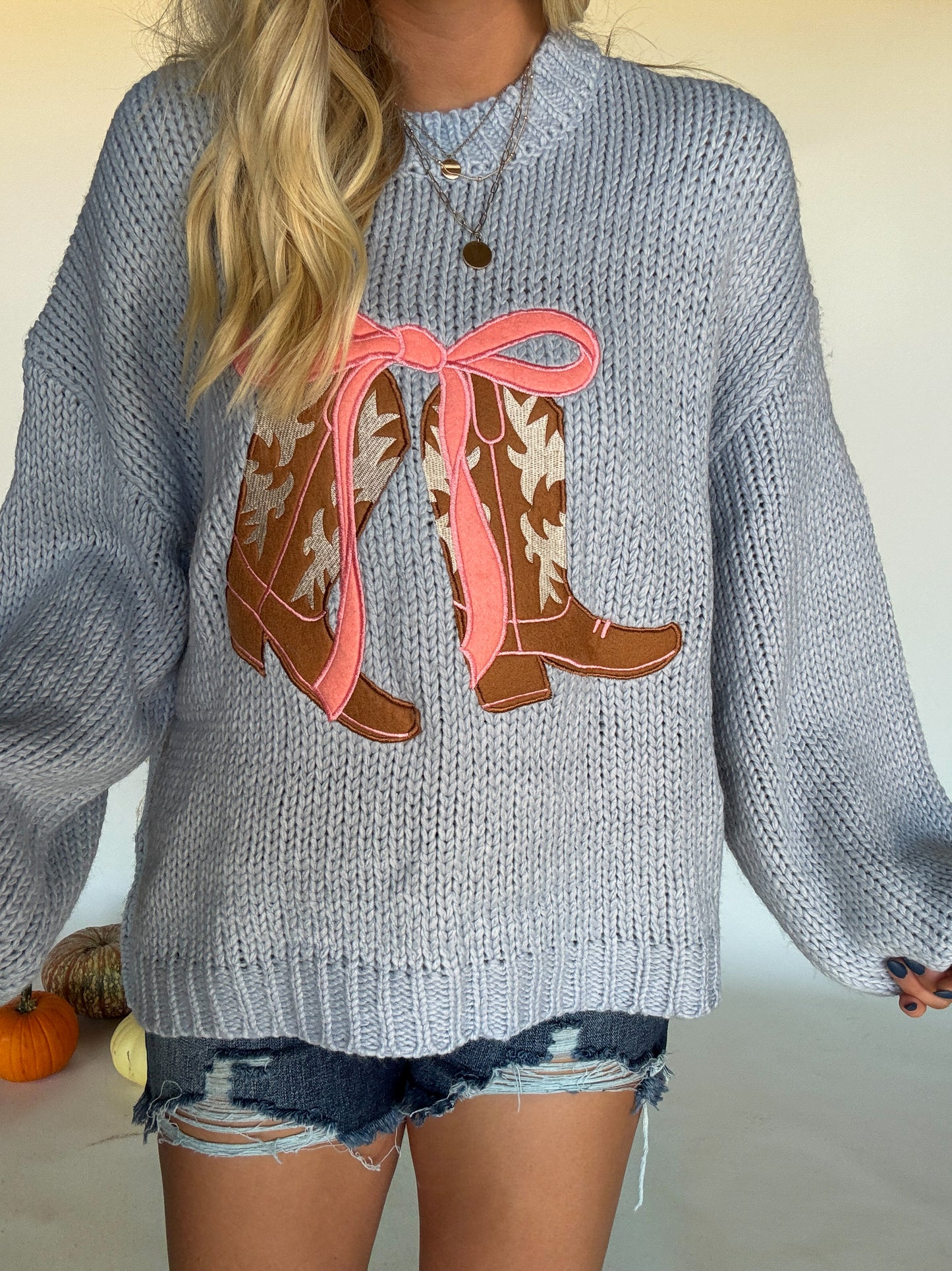 Girly Pop Cowboy Boots Sweater