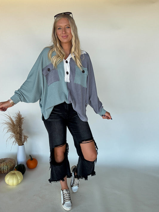 Mason Colorblock Ribbed Pullover