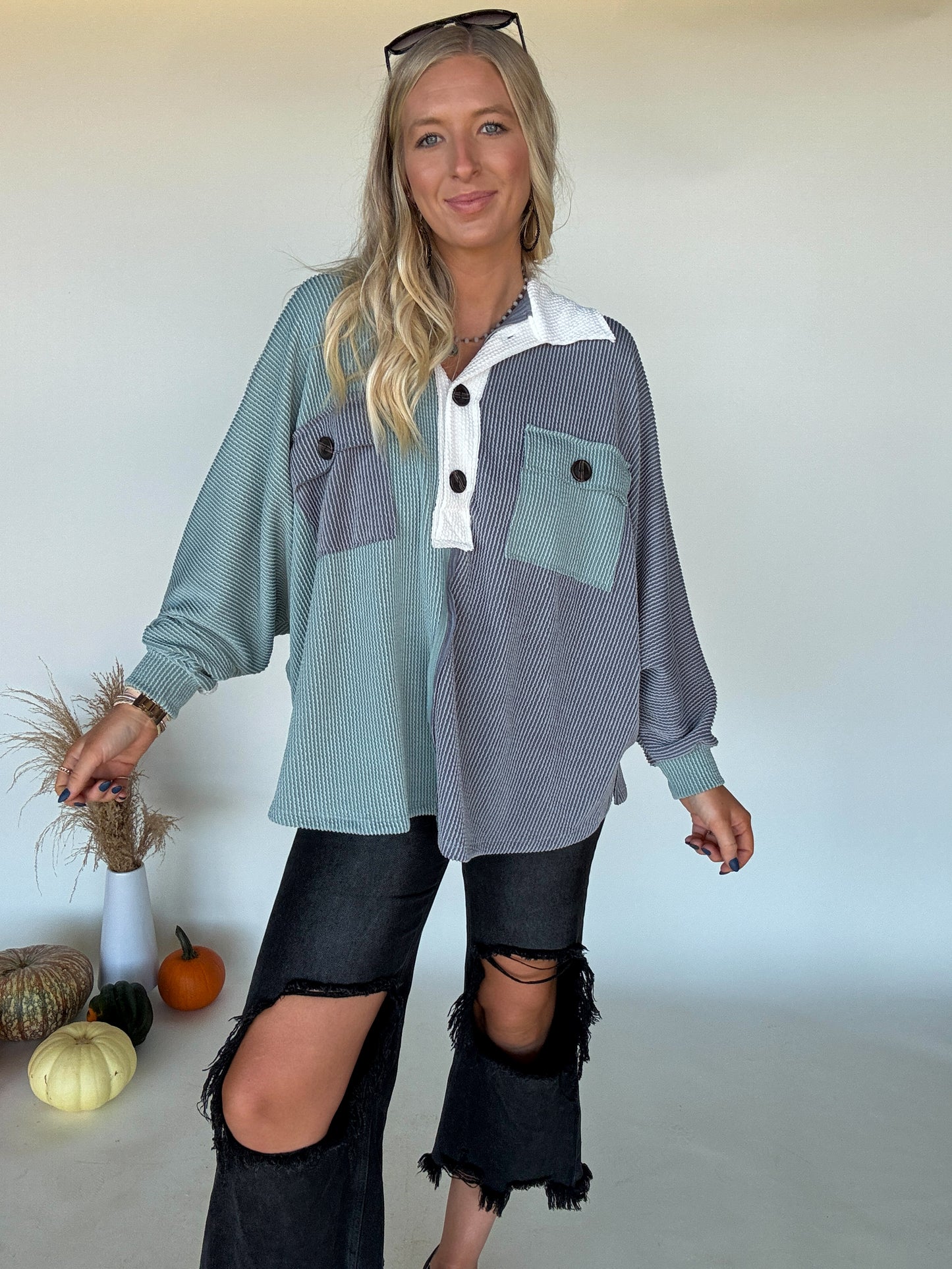 Mason Colorblock Ribbed Pullover