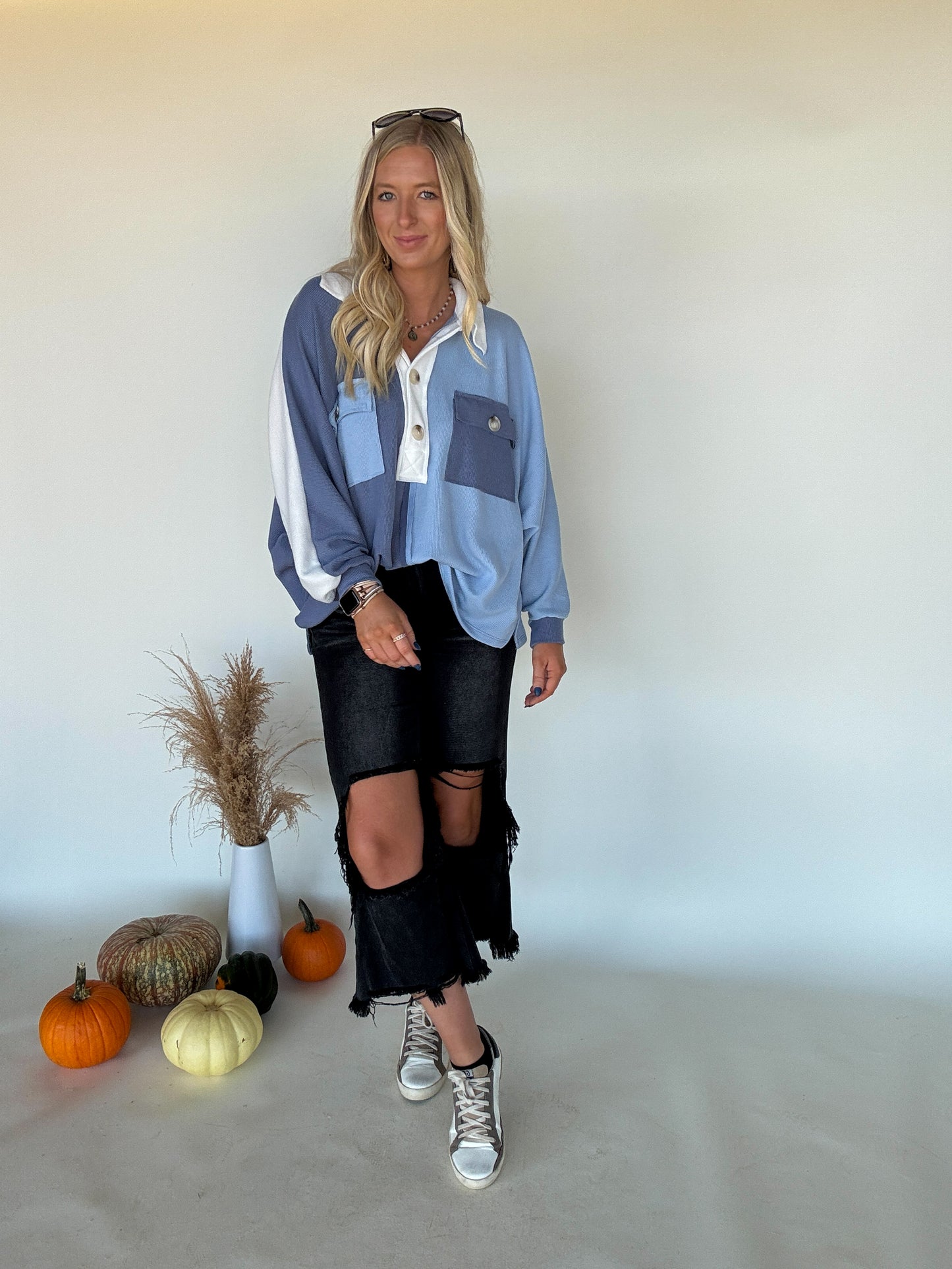 Gabbie Colorblock Denim Pullover