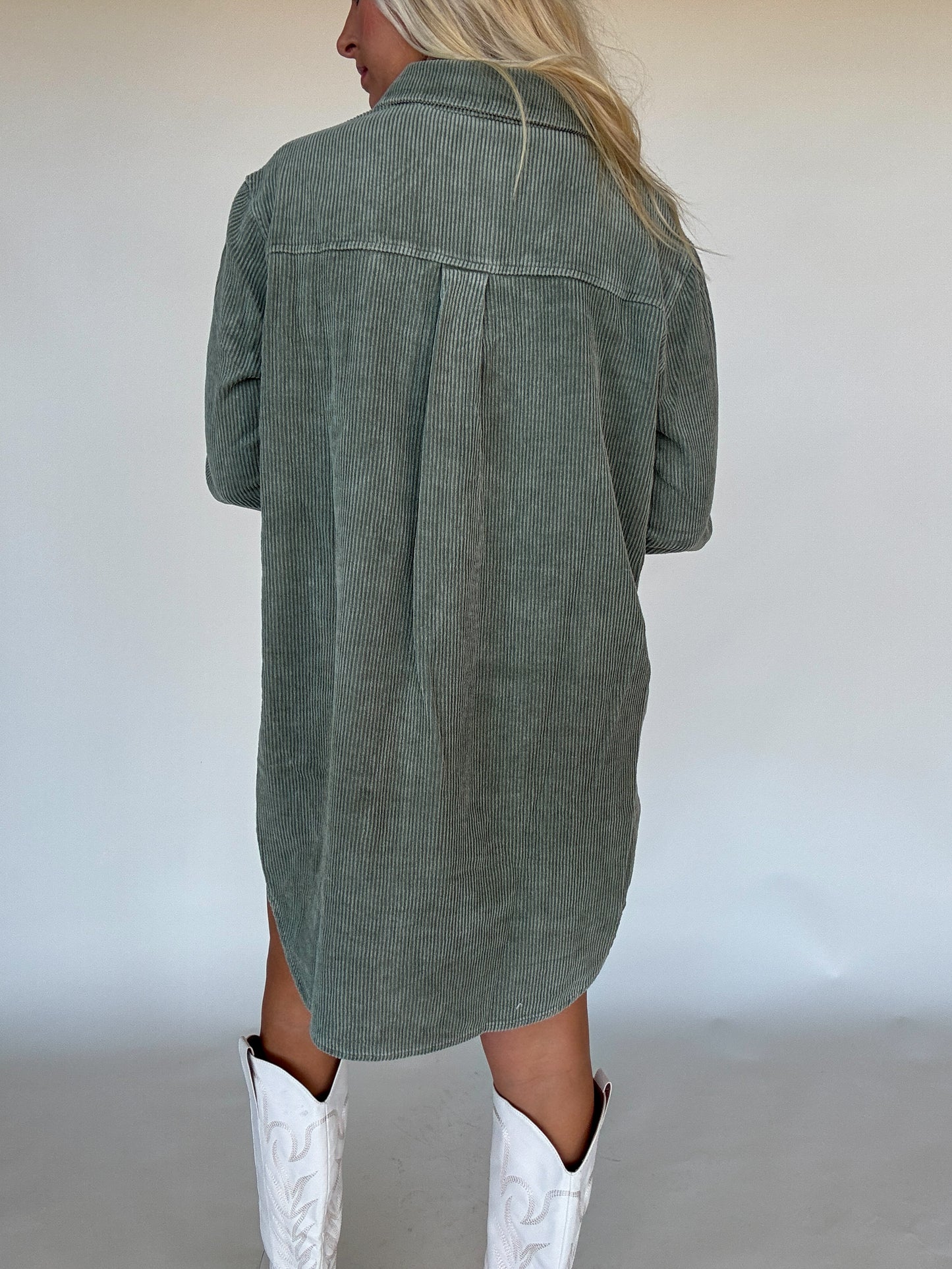 Olive Corduroy Dress