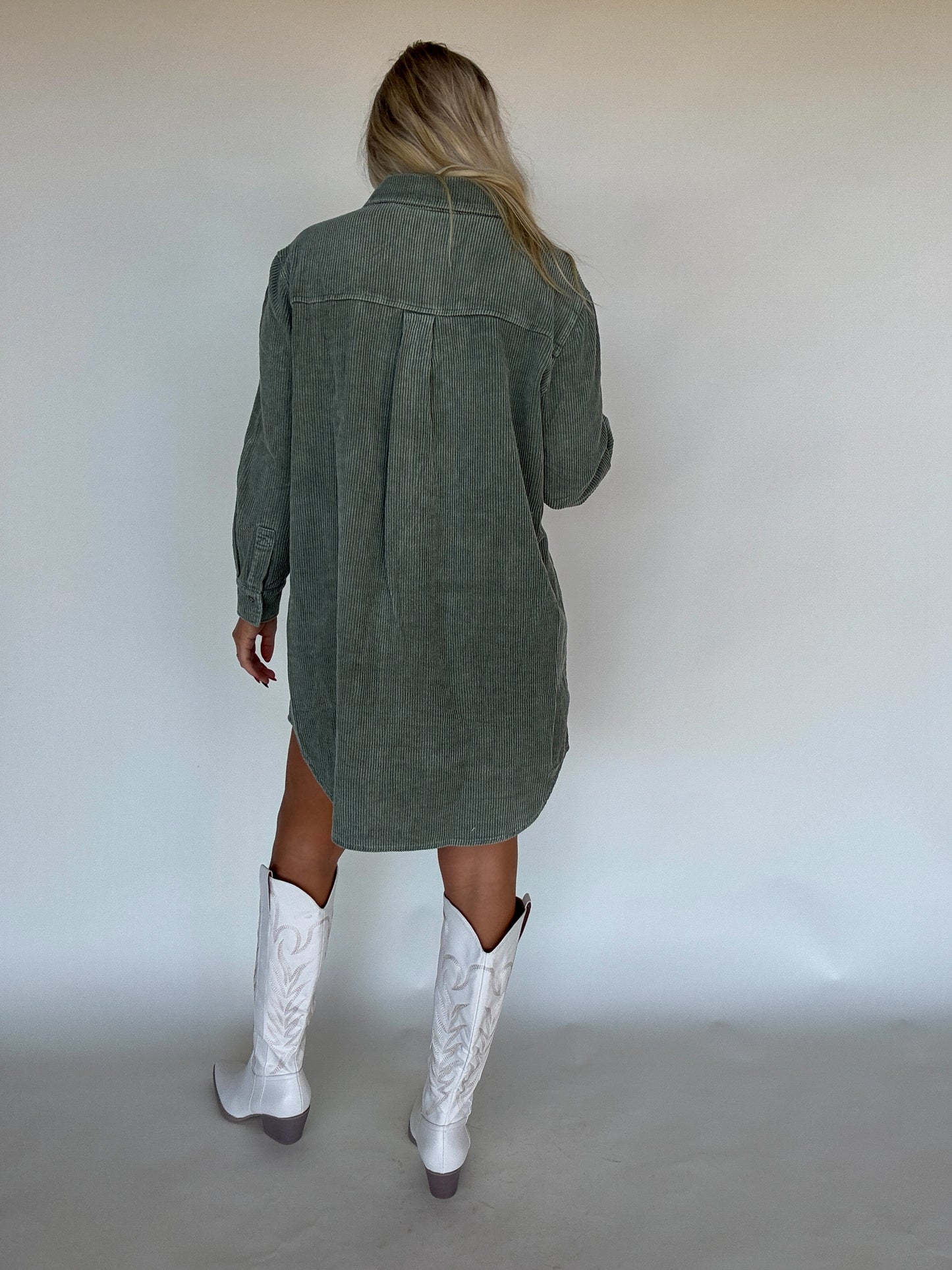 Olive Corduroy Dress