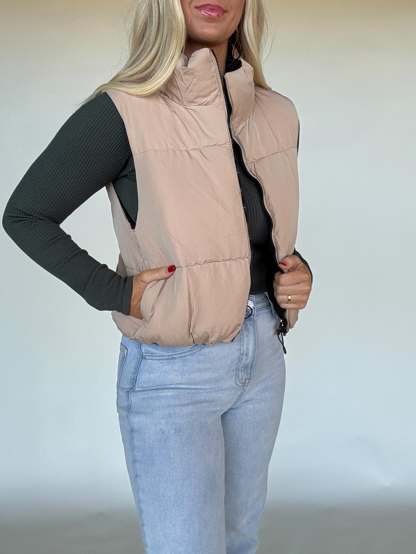Sal Woven Solid Reversible Vest - Black