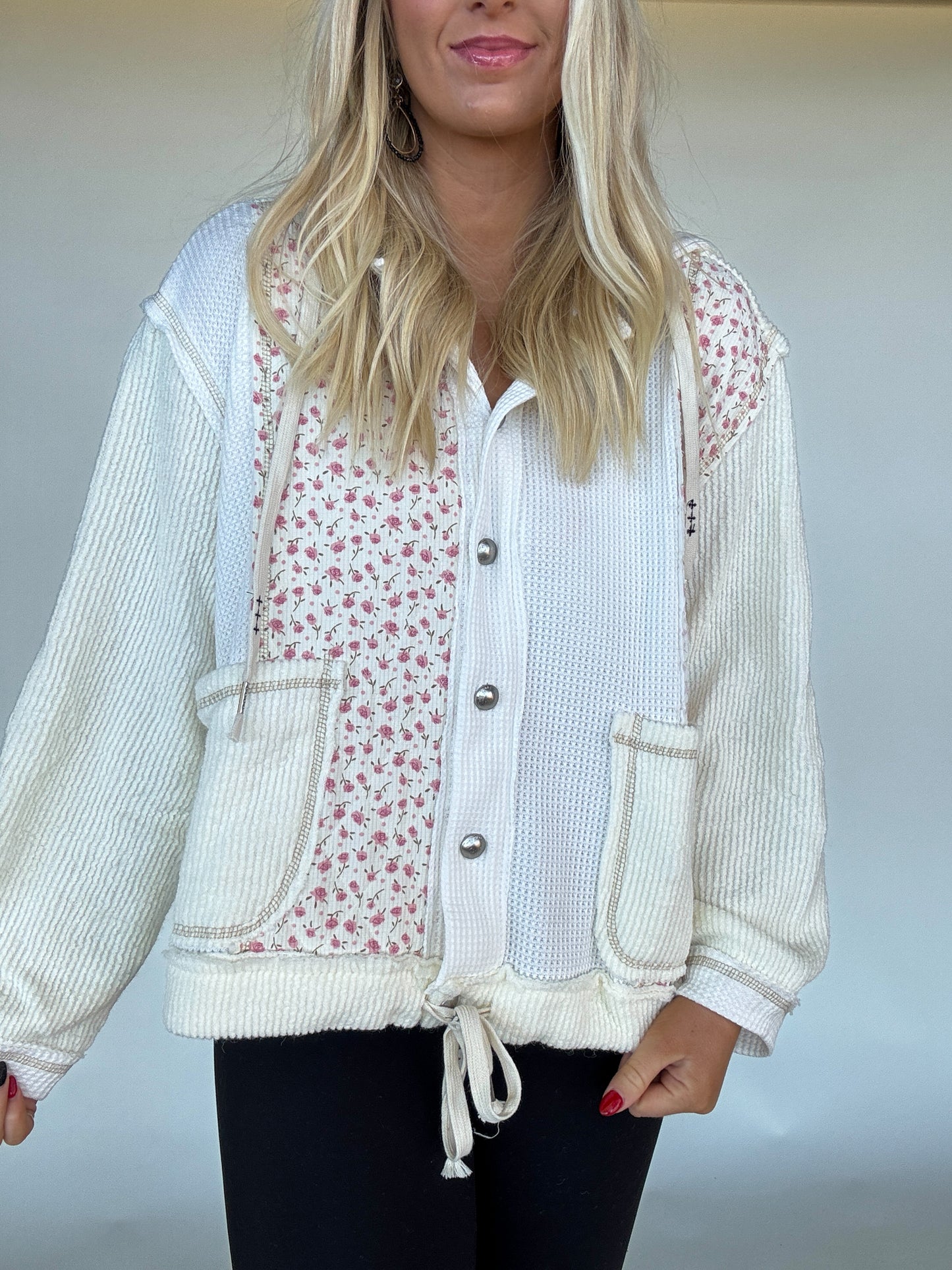 Miles Patchwork Floral Hoodie - Cream Multi