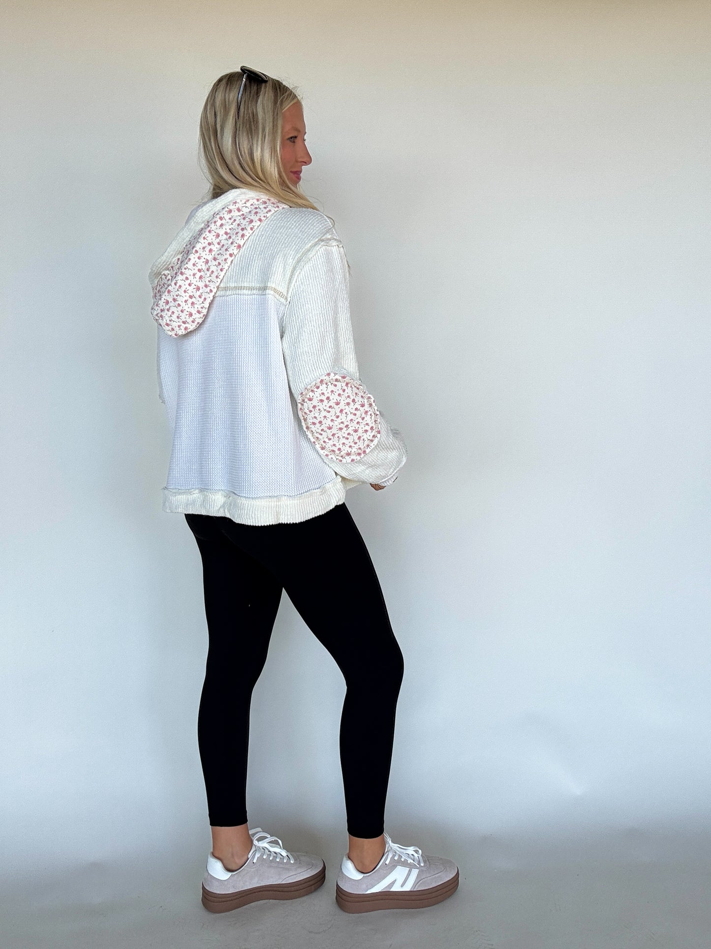 Miles Patchwork Floral Hoodie - Cream Multi