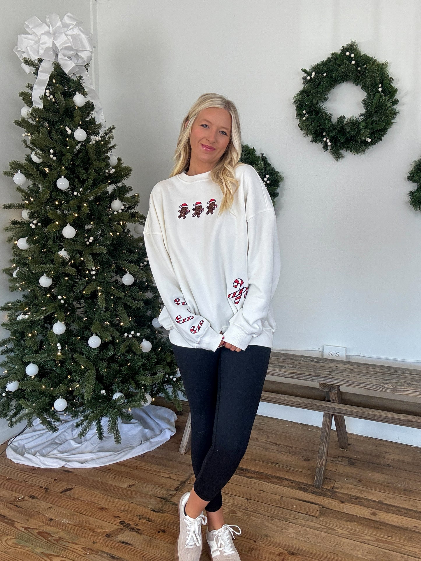 Gingerbread Recipe Christmas Embroider Sweatshirt