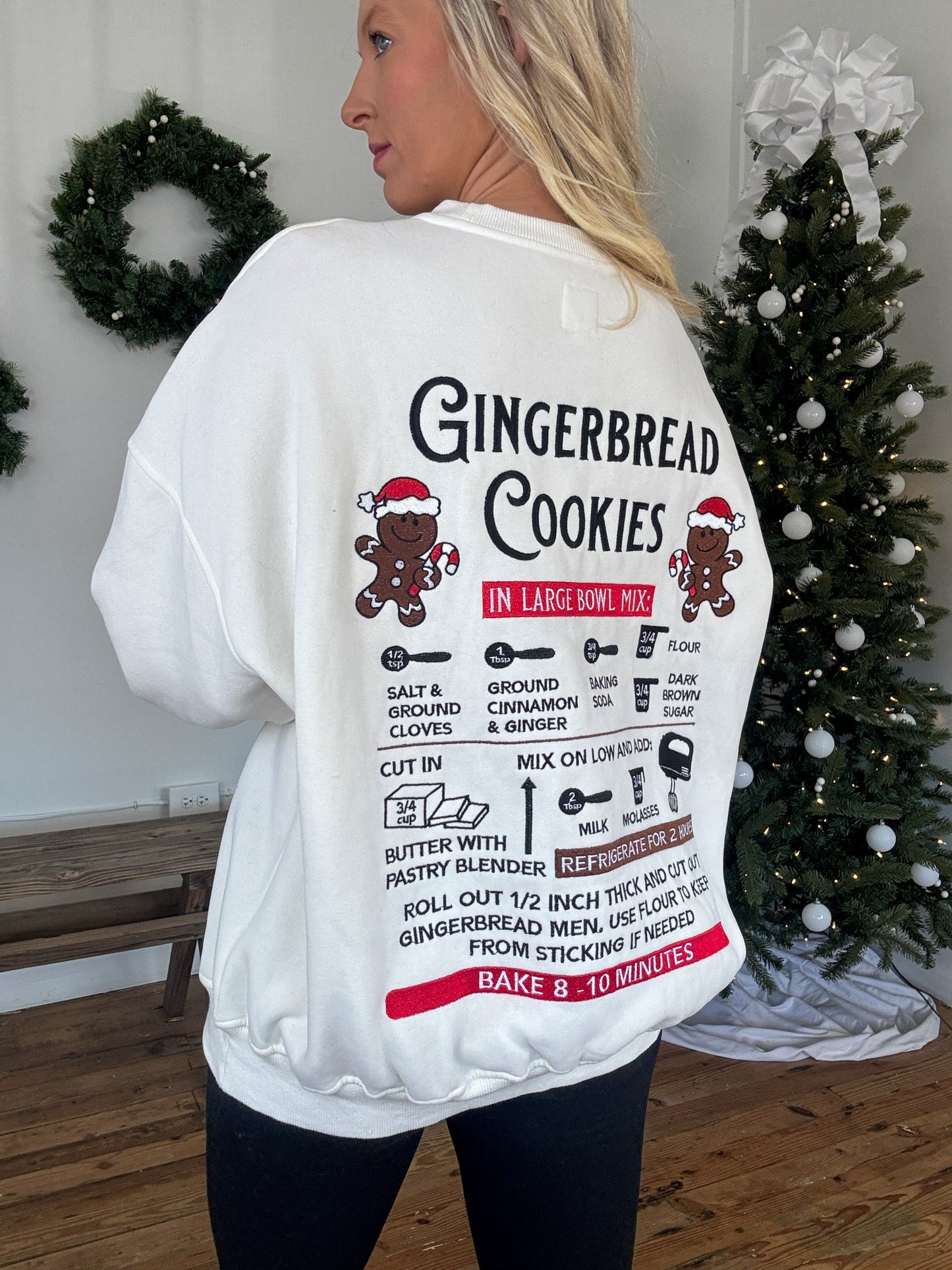 Gingerbread Recipe Christmas Embroider Sweatshirt