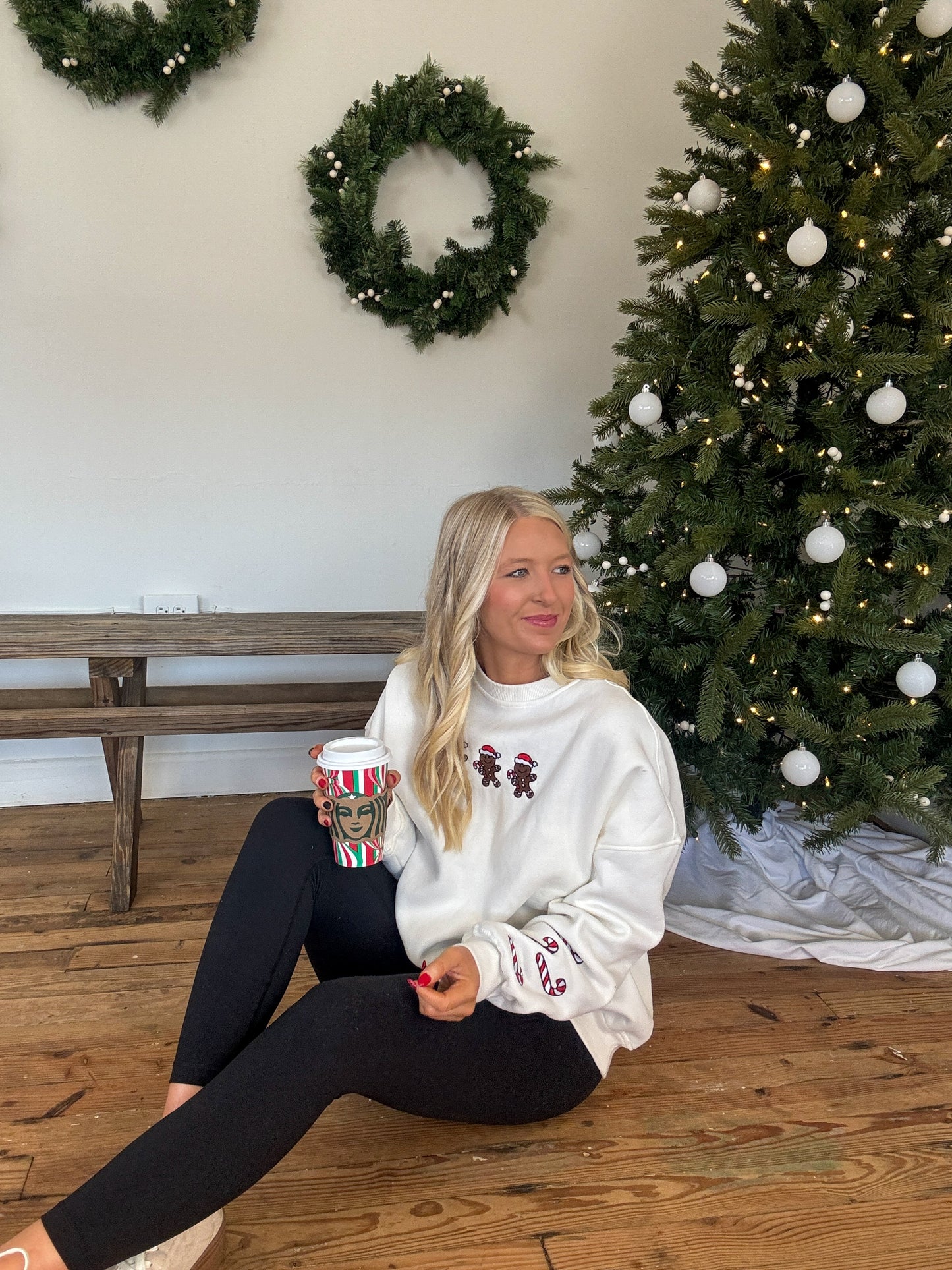 Gingerbread Recipe Christmas Embroider Sweatshirt