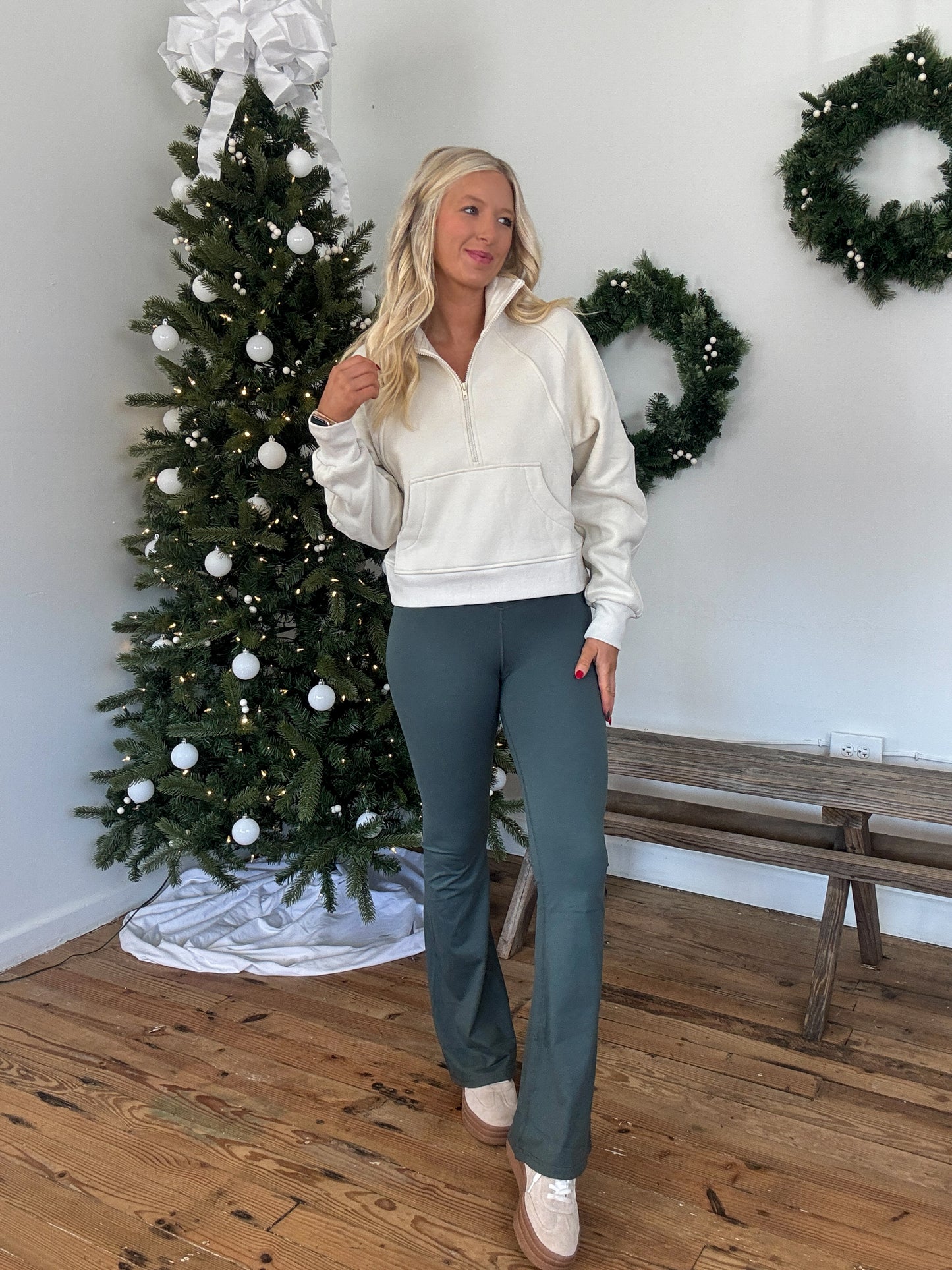 Zoey Half Zip Sweatshirt - Bone