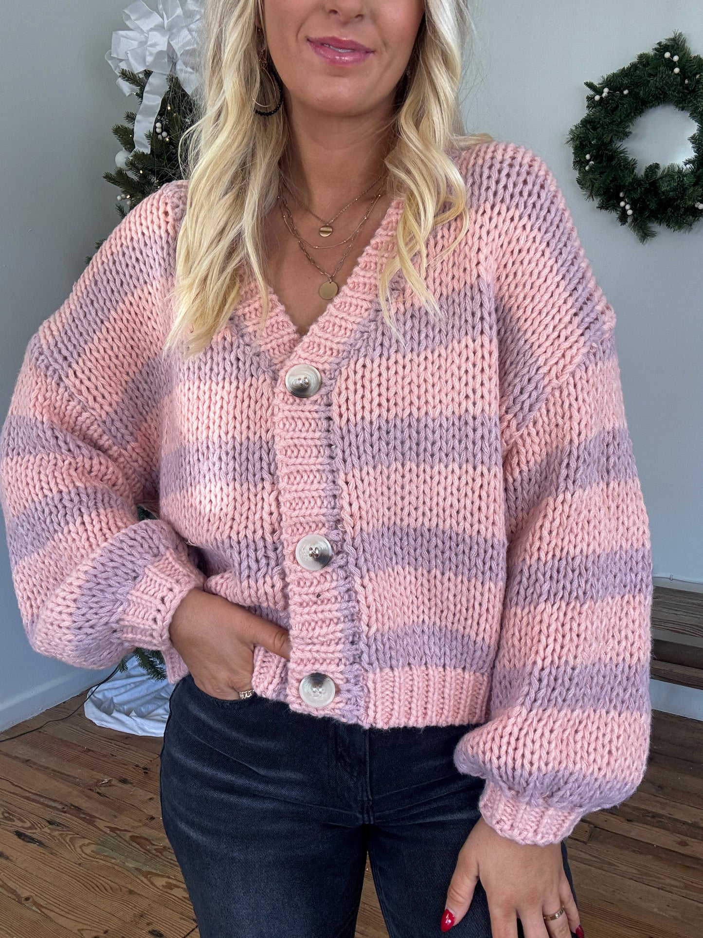 Pink Sweet Stripes Cardigan