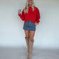 Promise Me Cropped Jolly Sweater - Red