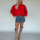 Promise Me Cropped Jolly Sweater - Red