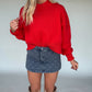 Promise Me Cropped Jolly Sweater - Red