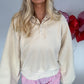 Catch My Vibe Button Pullover - Cream