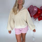 Catch My Vibe Button Pullover - Cream