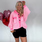 Ribbed Sabi Sweatshirt - Neon Pink