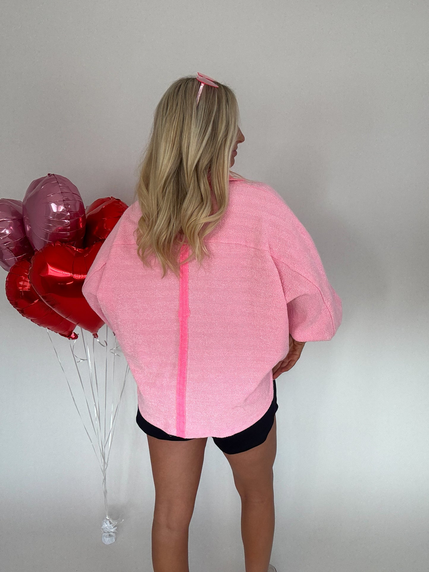 Ribbed Sabi Sweatshirt - Neon Pink