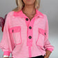 Ribbed Sabi Sweatshirt - Neon Pink