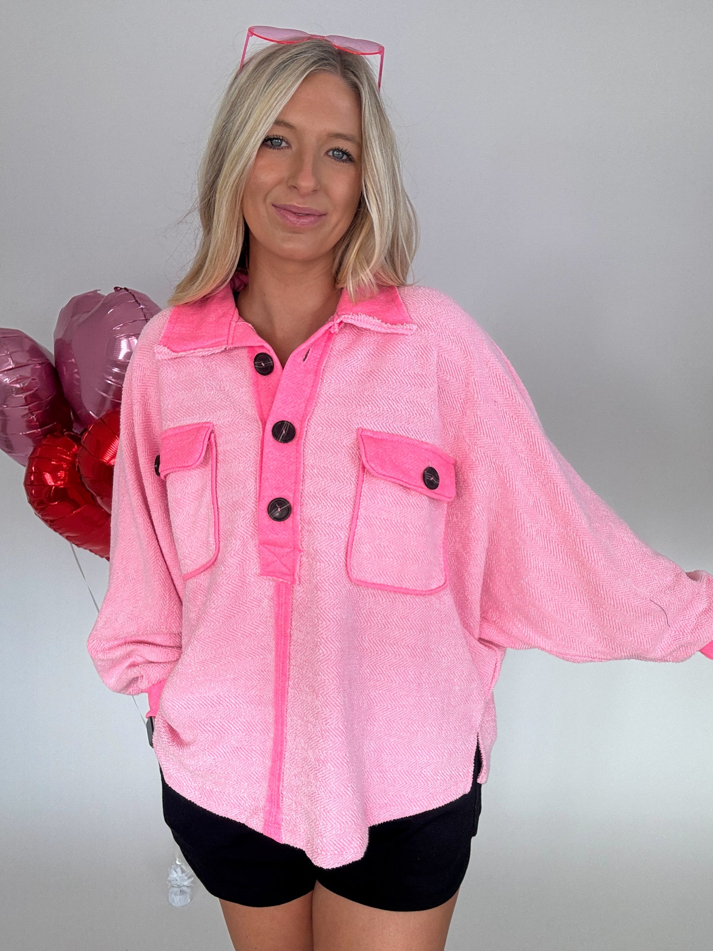 Ribbed Sabi Sweatshirt - Neon Pink