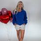 Zoey Long Hooded Sweatshirt - Cobalt