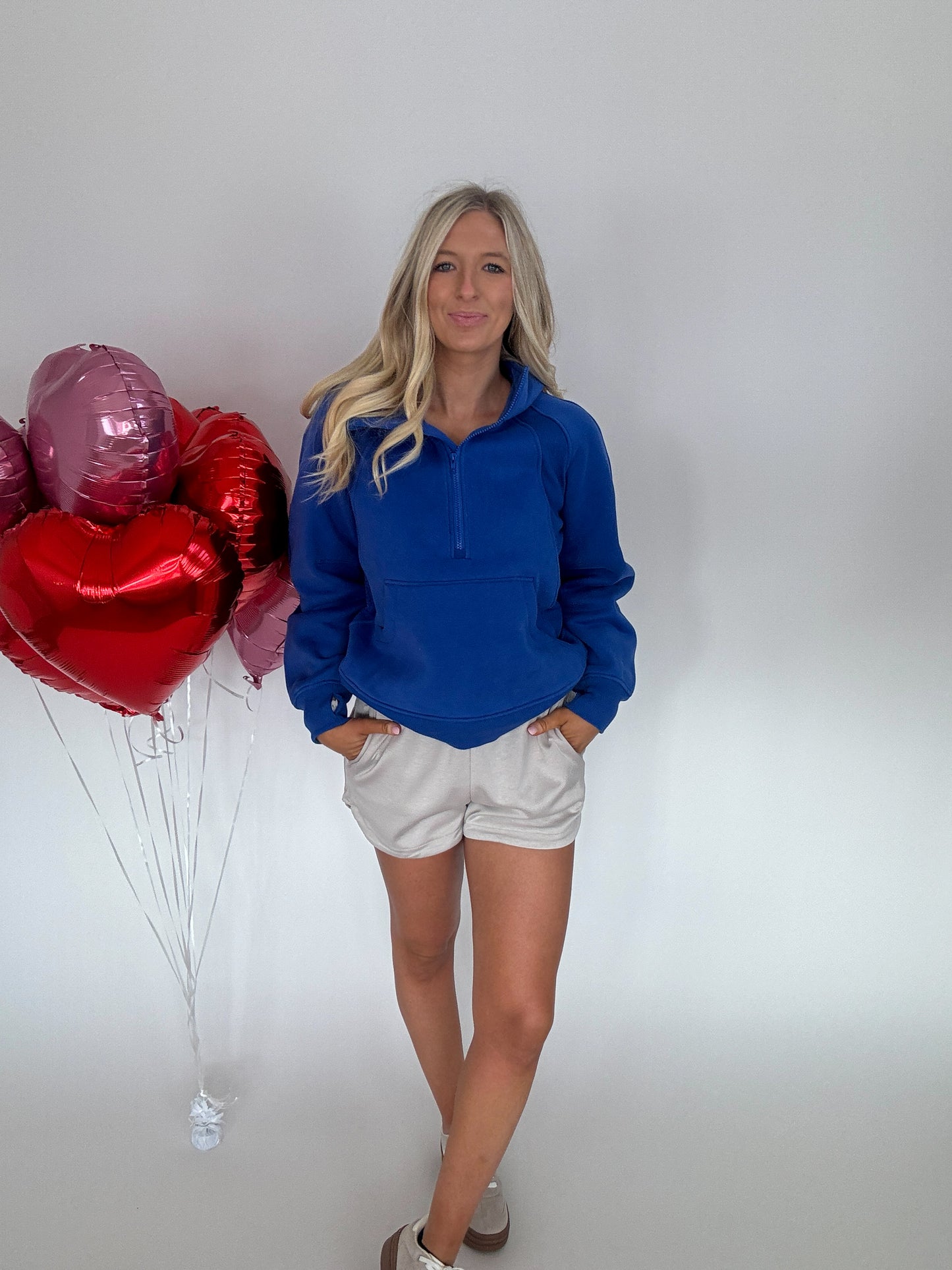 Zoey Long Hooded Sweatshirt - Cobalt