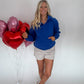 Zoey Long Hooded Sweatshirt - Cobalt