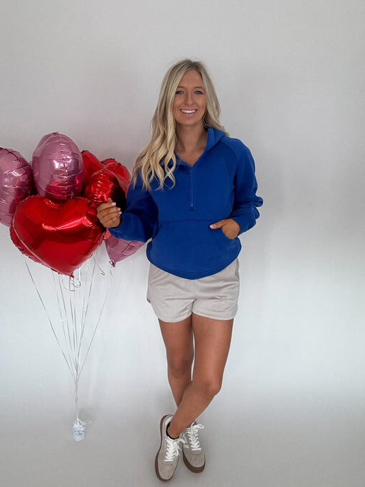 Zoey Long Hooded Sweatshirt - Cobalt