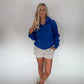 Zoey Long Hooded Sweatshirt - Cobalt