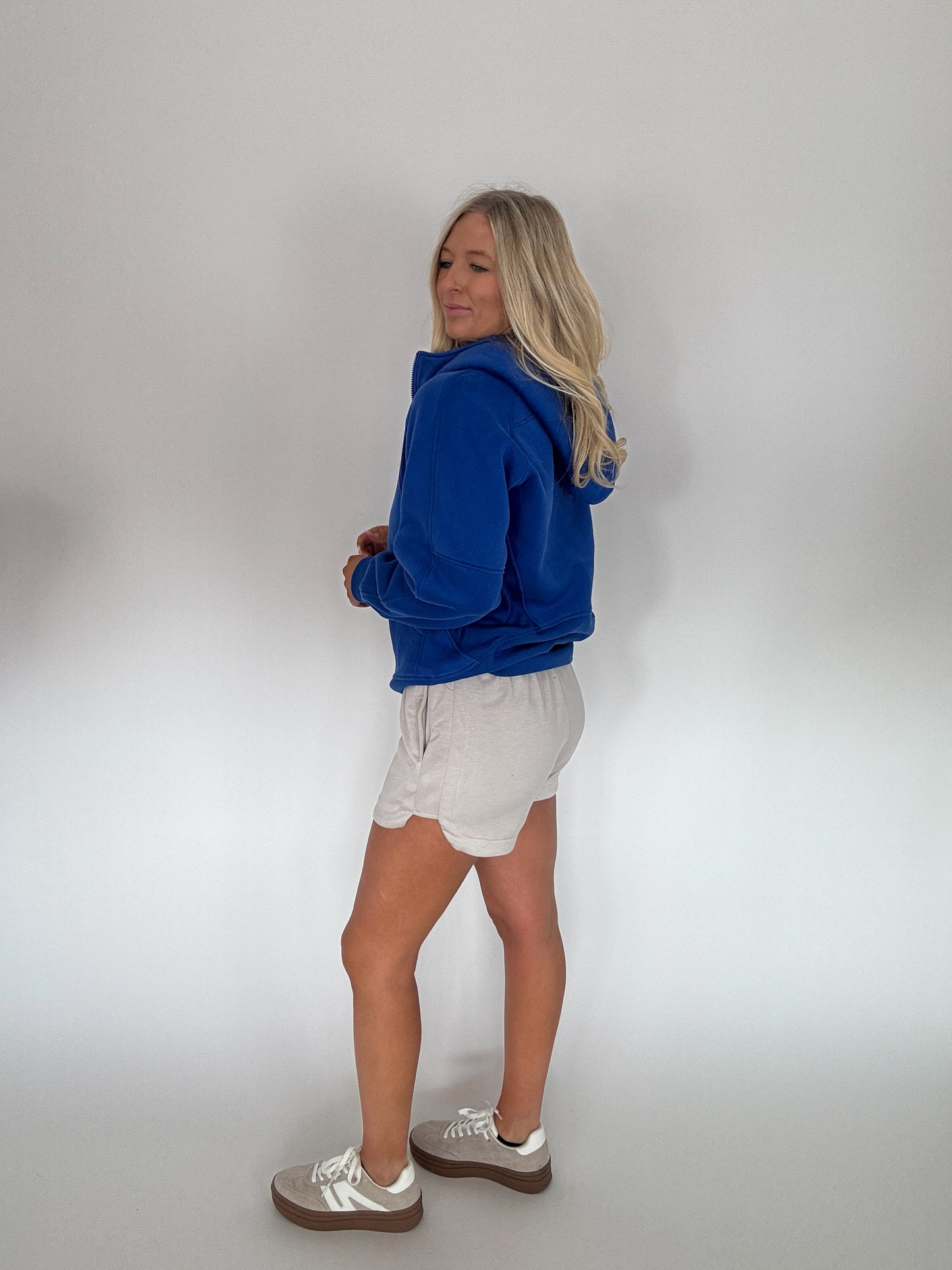 Zoey Long Hooded Sweatshirt - Cobalt
