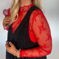 Speak Your Truth Mock Neck Lace Top - Red