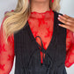 Speak Your Truth Mock Neck Lace Top - Red