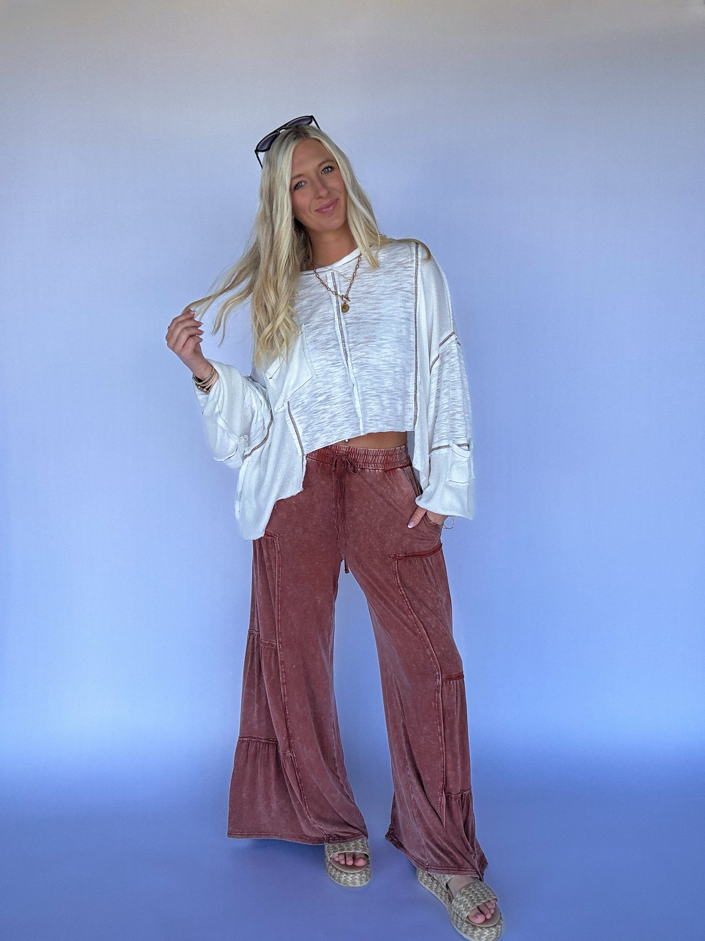 Wide Leg Tiered Pants - Sienna