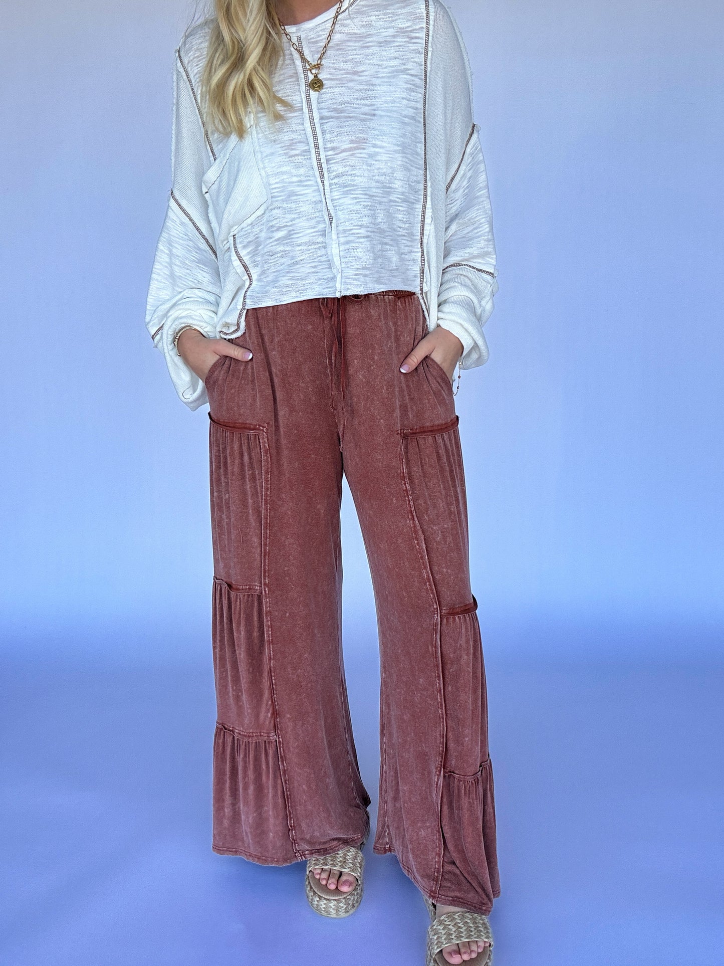 Wide Leg Tiered Pants - Sienna