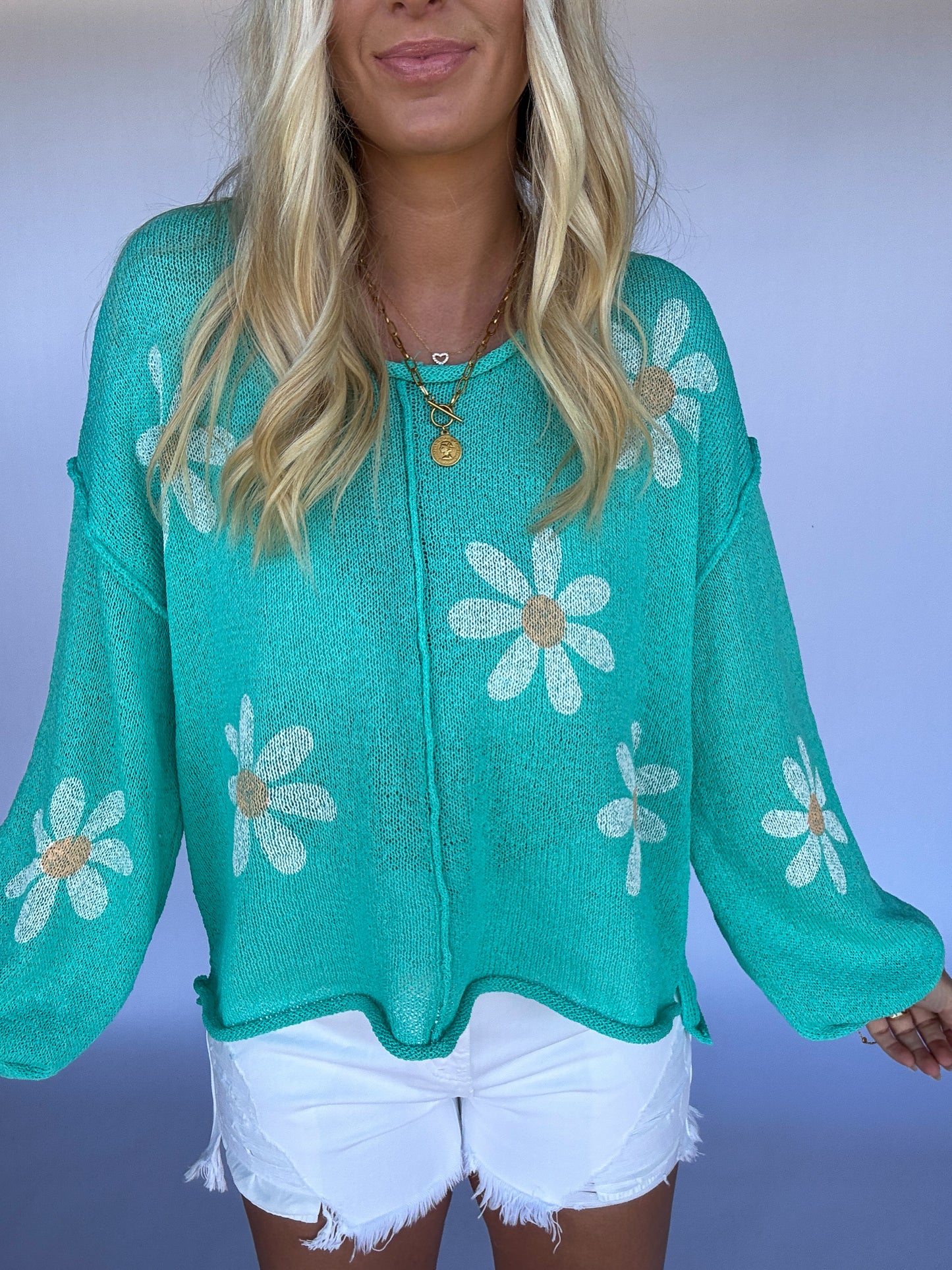 Golden Days Lightweight Sweater - Paradise Mint