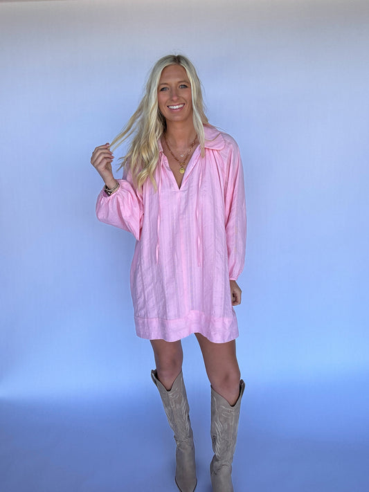 Mary Textured Balloon Sleeve Mini Dress