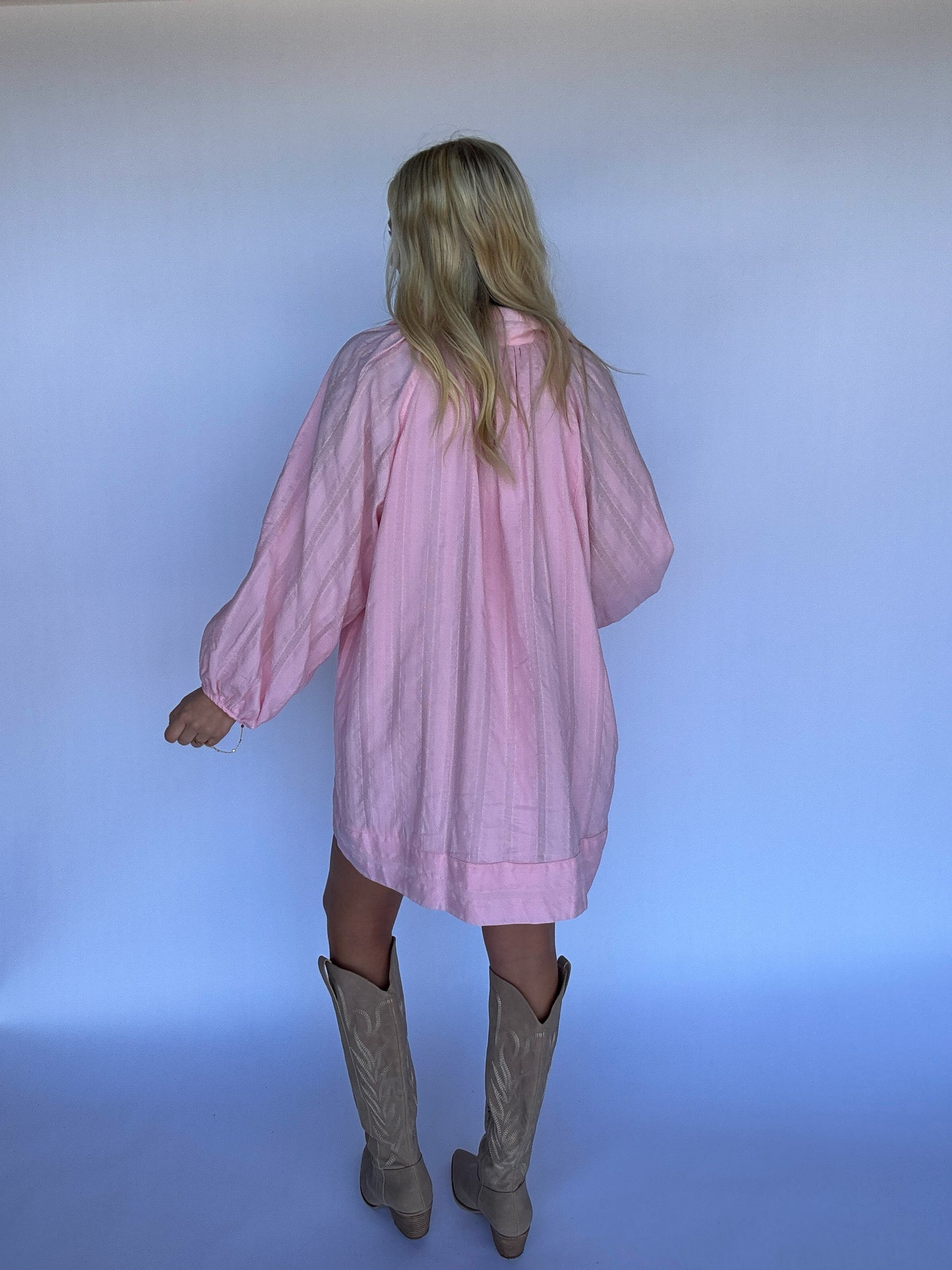 Mary Textured Balloon Sleeve Mini Dress