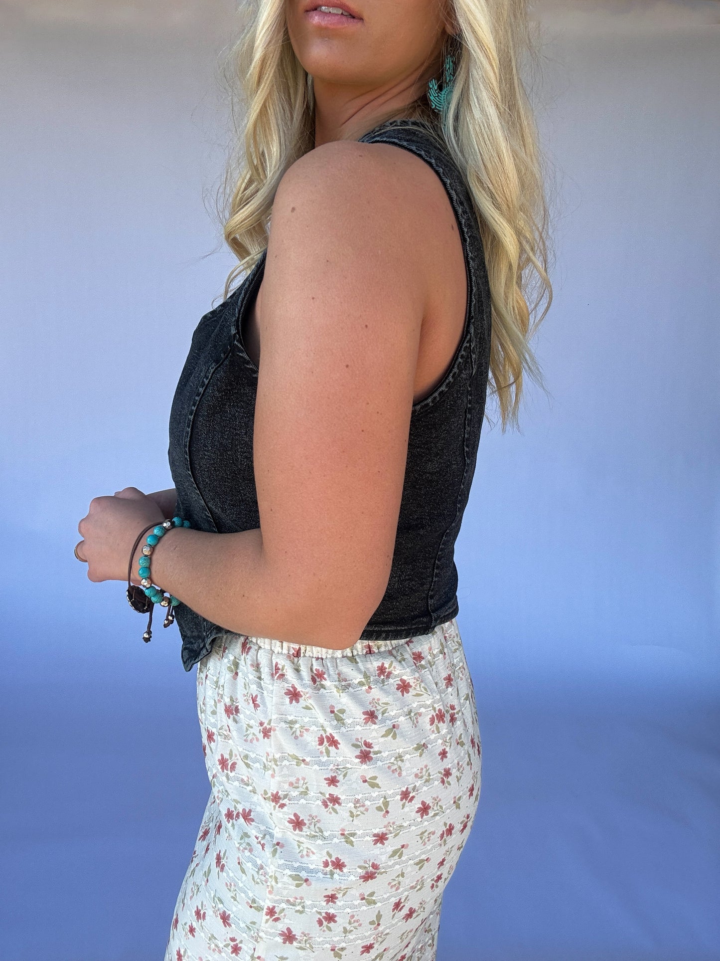 Dolled Up Denim Vest - Black