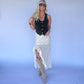 Sunset Floral Ruffle Slit Skirt