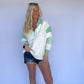 French Terry Knit Color Block - Sage