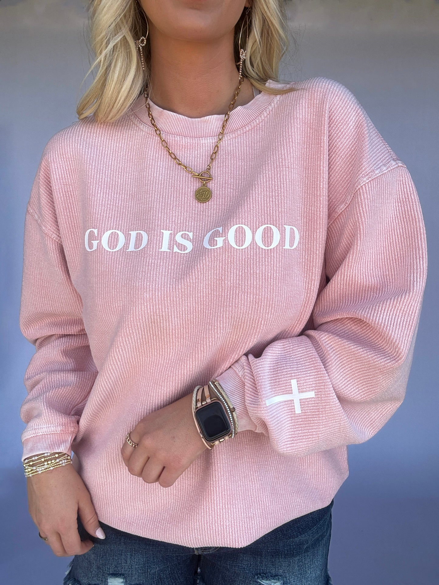 GOD IS GOOD Corded Crewneck