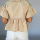 Babydoll Peplin Top - Ice Peach