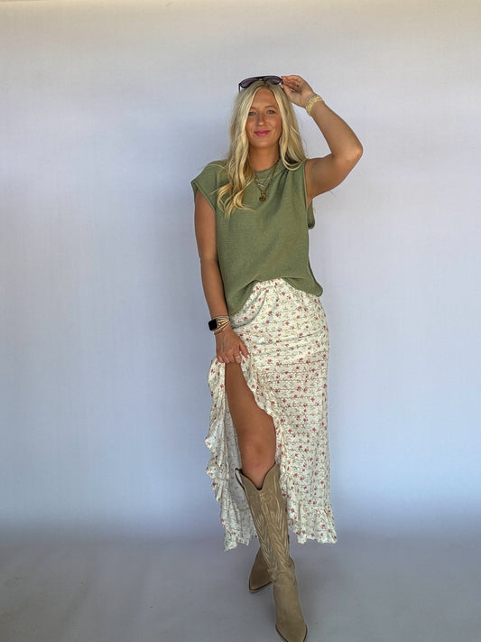 Ellie Knit Sweater Top - Sage