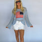 Crochet Flag Sweater - Sky Blue