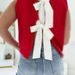 Girlie Bow Sweater Top - Red/White