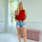 Girlie Bow Sweater Top - Red/White