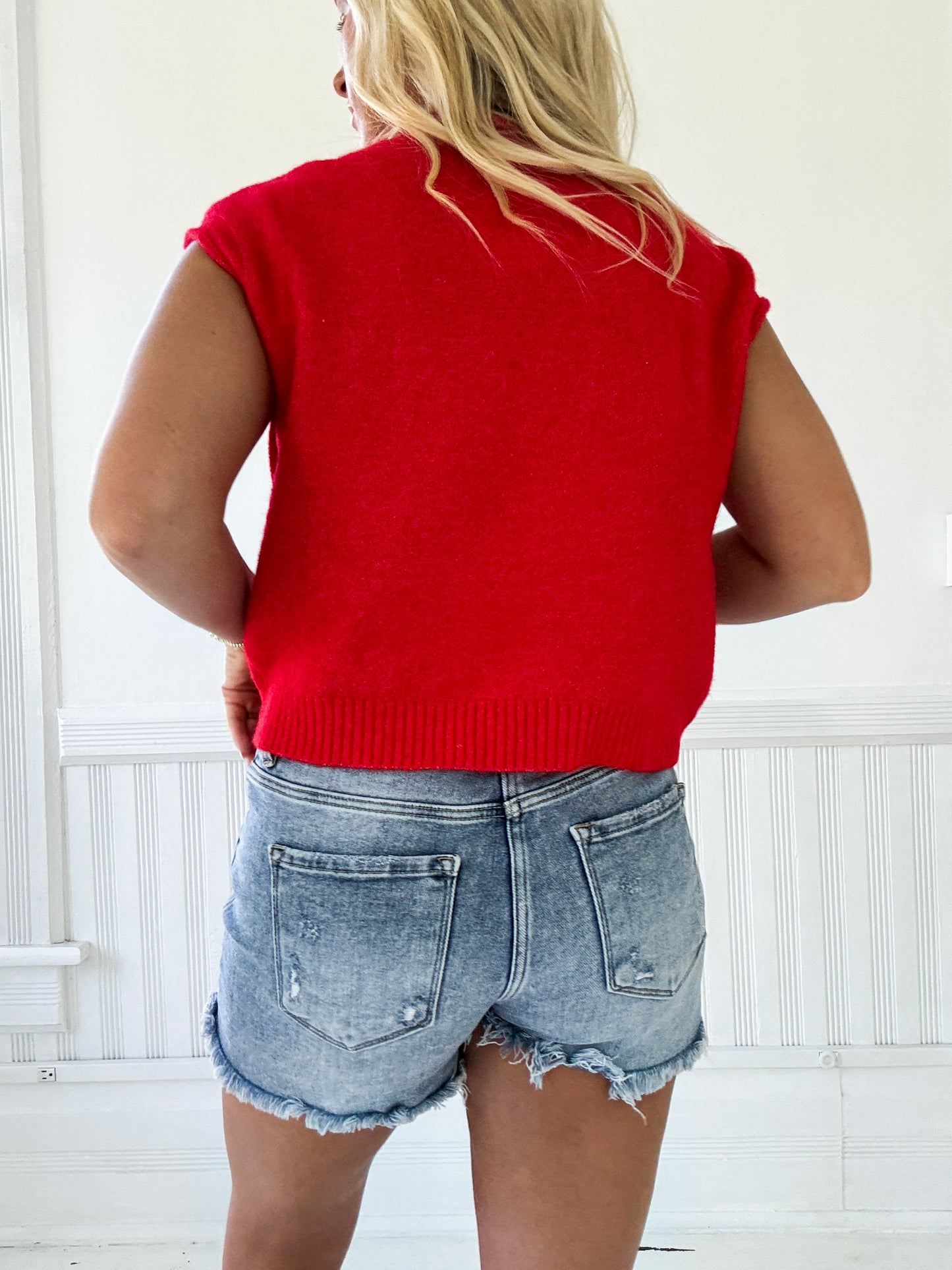 Karly Sweater Vest - Tomato Red