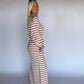 Shayla Striped Terry Jumpsuit - Off white/red
